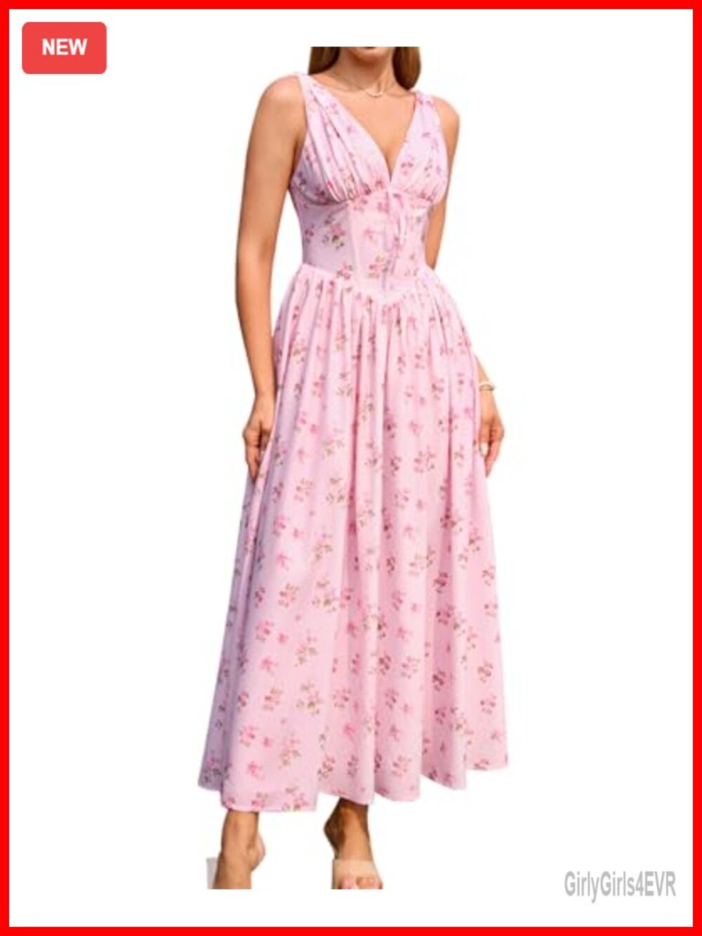 Corset A Line Flowy Midi Dress with Pockets